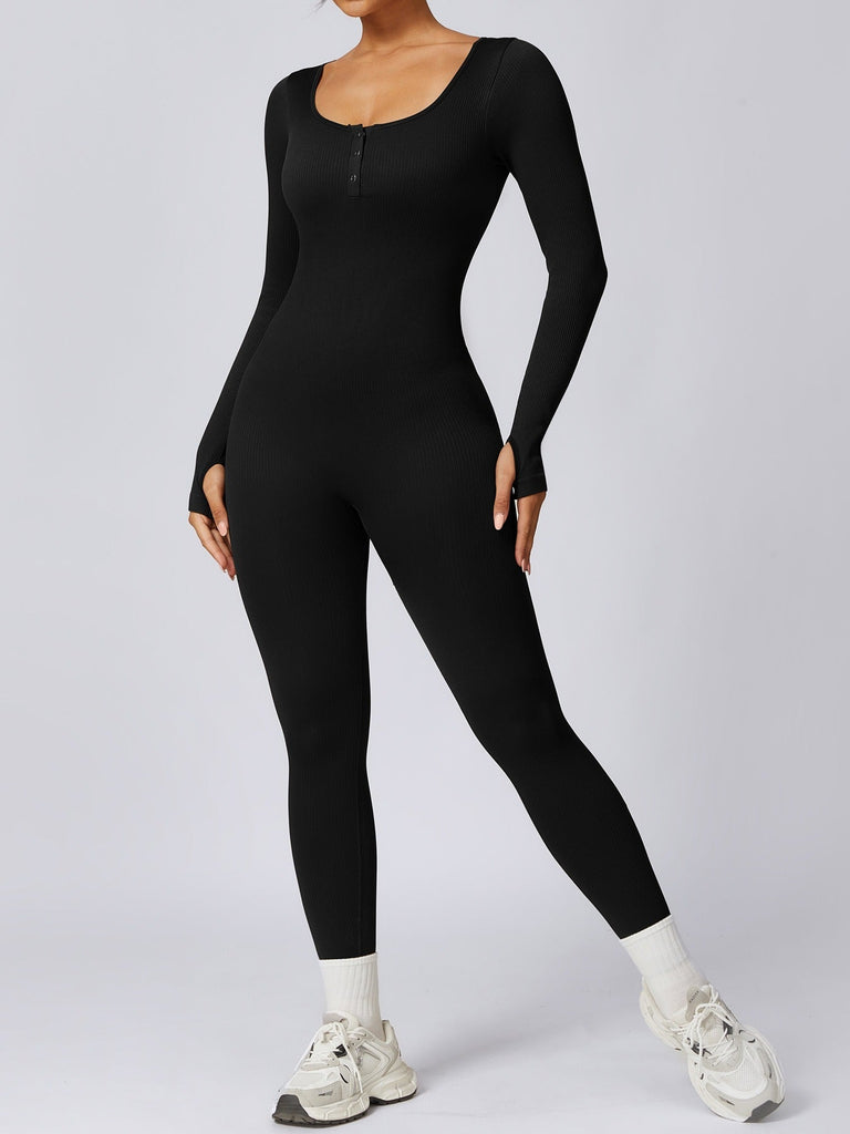Buttoned Snatched Scoop Jumpsuit