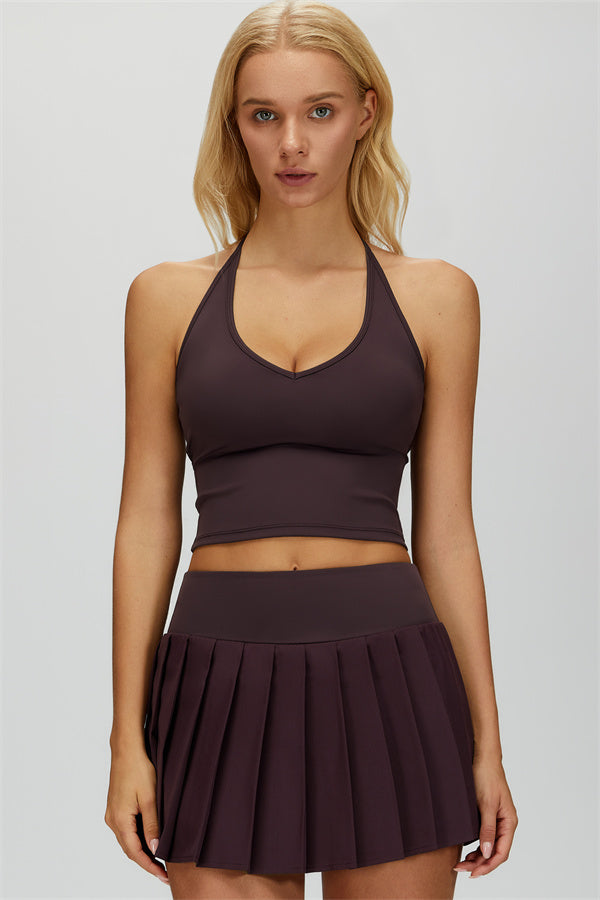 The Dreamy Crop Top Skirt 2-Piece Set Purple Brown