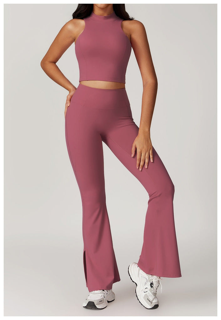 Mira Crop Top & Flared Set Mauve