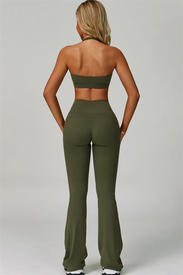 The Bold Halter Sports Bra Flared Leggings 2-Piece Set