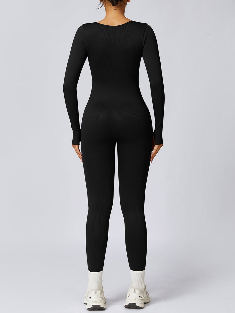 Buttoned Snatched Scoop Jumpsuit