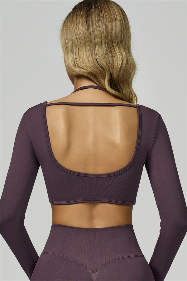 The Prime Long Sleeve Crop Top Plum Purple
