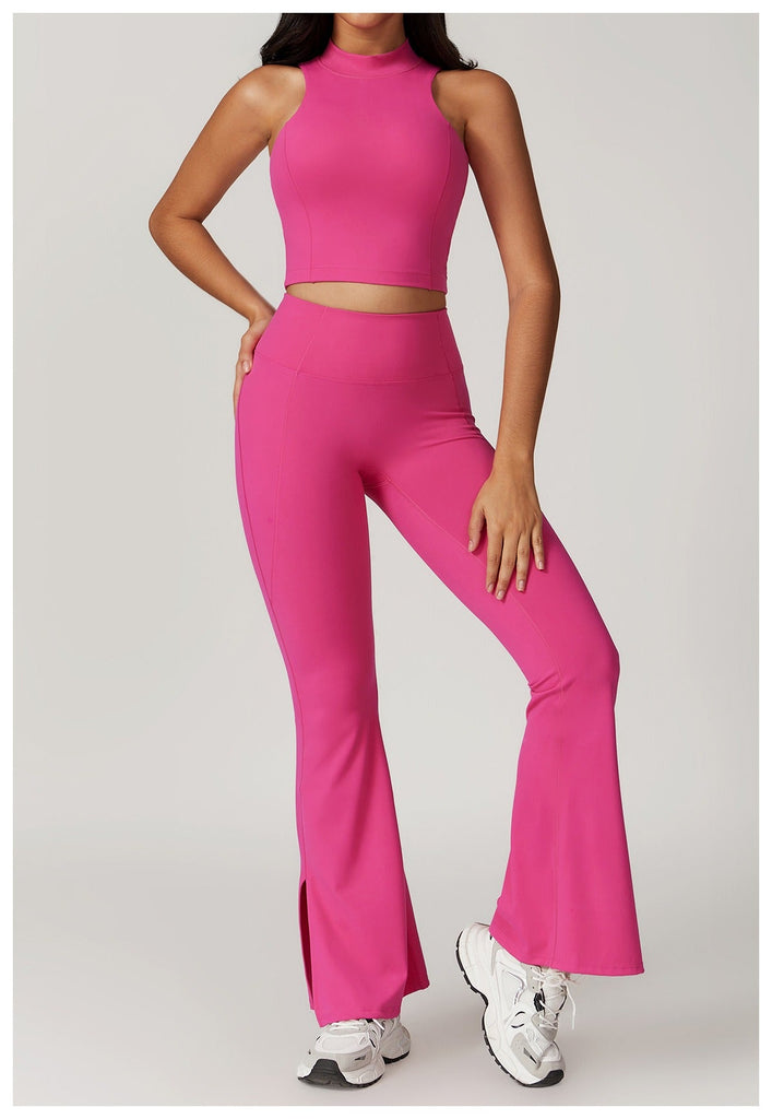 Mira Crop Top & Flared Set Hot pink