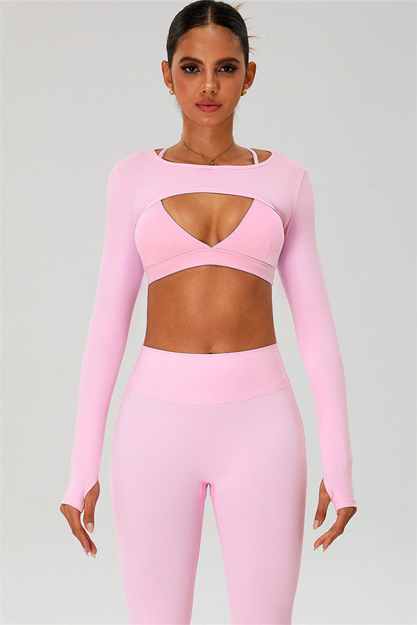 The Ember Sports Bra Crop Top Leggings 3-Piece Set Vanilla