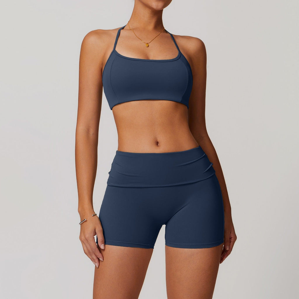 Ayla Bra Top & Shorts Set Navy