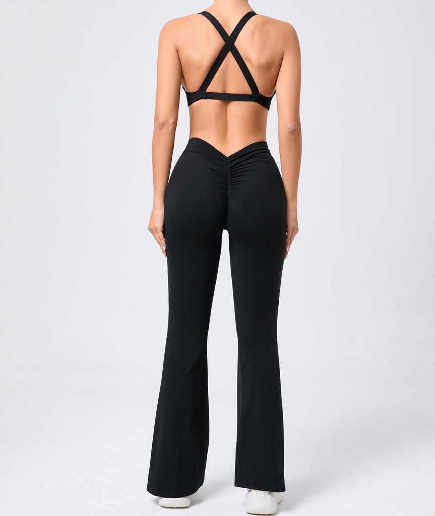 Tyla Bra Top & Flared Set Black