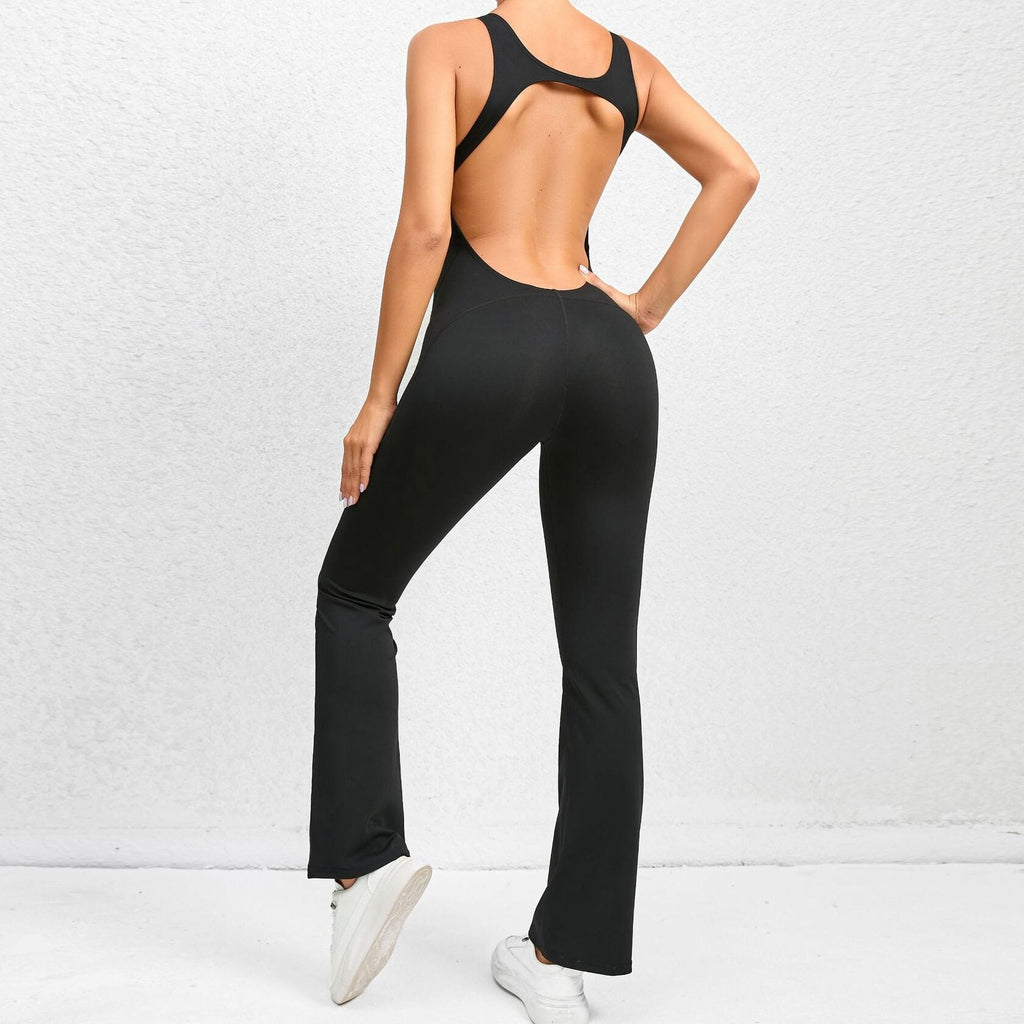 Athena Sculpt Flared Jumpsuit Black