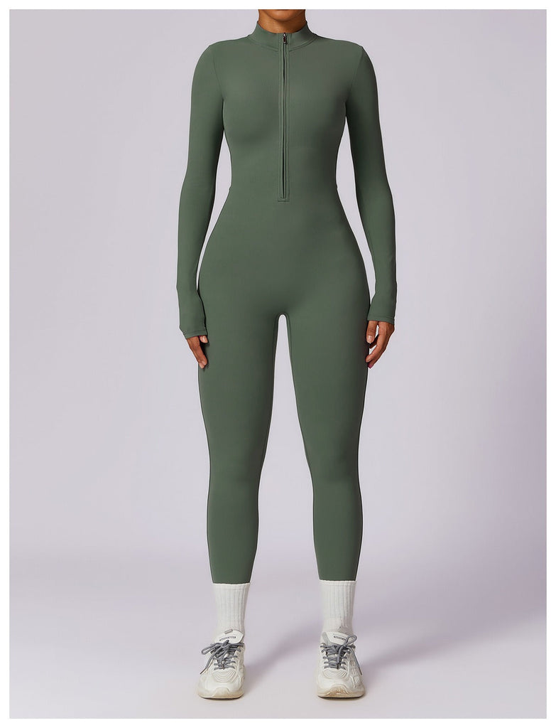 Super Sculpt Longsleeve Jumpsuit (size down) Hunter green