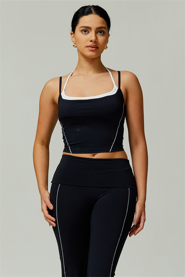 The Radiant Crop Top Flares 2-Piece Set Black
