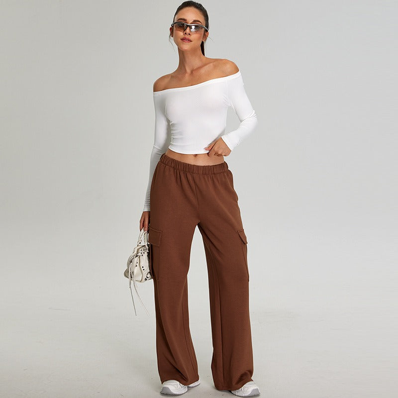 Annora Off Shoulder Top & Joggers Set White