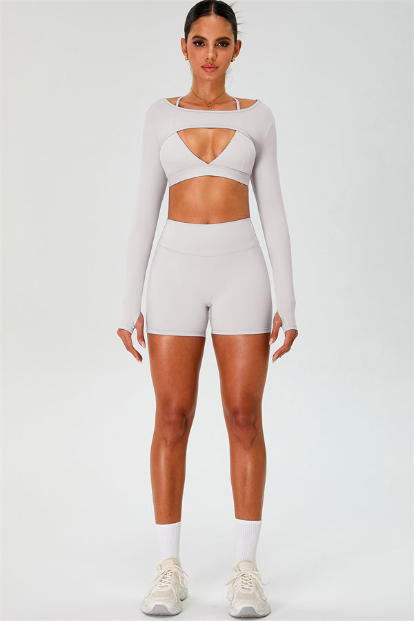 The Ember Sports Bra Crop Top Shorts 3-Piece Set
