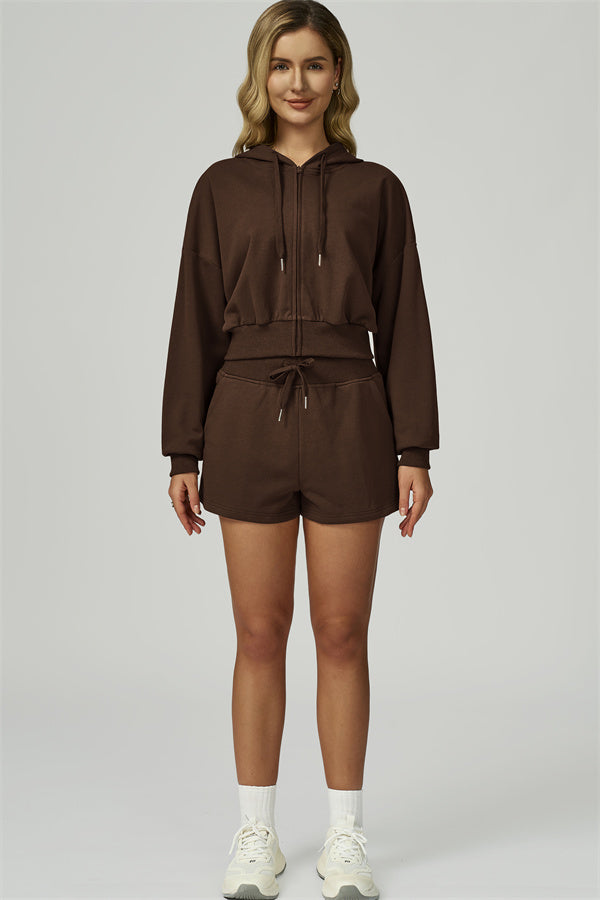 The FlexFit Crop Hoodie Shorts 2-Piece Set