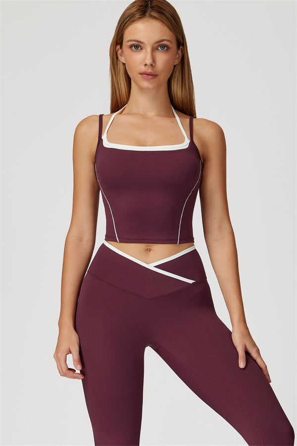 The Radiant Crop Top Leggings 2-Piece Set Purple Brown