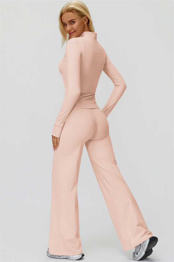 The FemmeFit Zip Jacket Straight Leg Pants 2-Piece Set