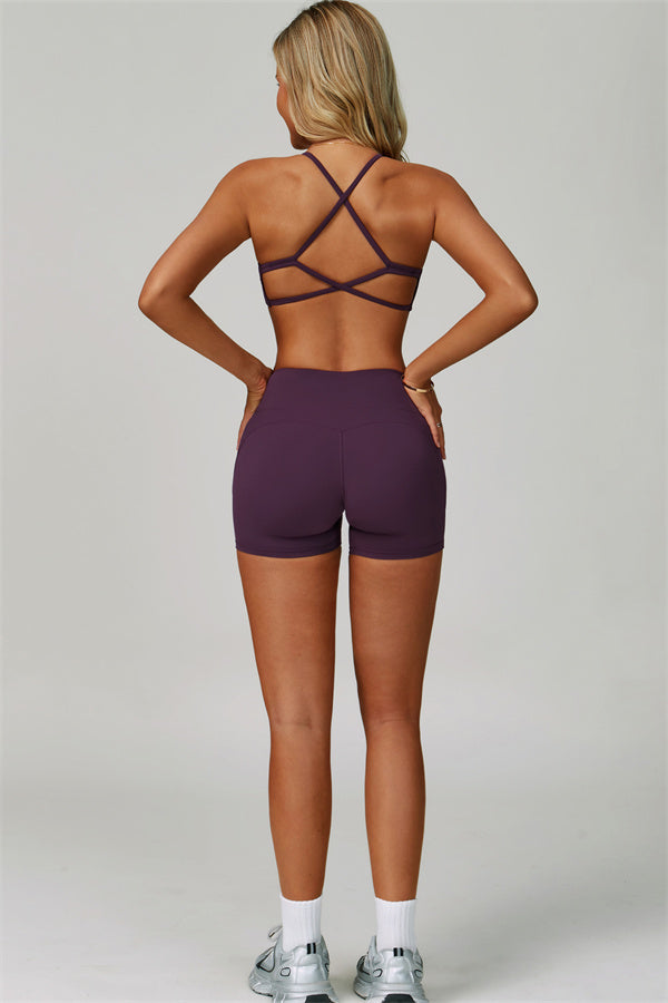 The Bold Cross Back Sports Bra Shorts 2-Piece Set