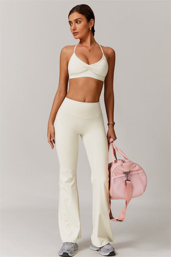 The Delicate Sports Bra Flared Leggings 2-Piece Set Almond