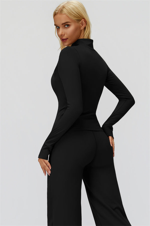 The FemmeFit Zip Jacket Straight Leg Pants 2-Piece Set