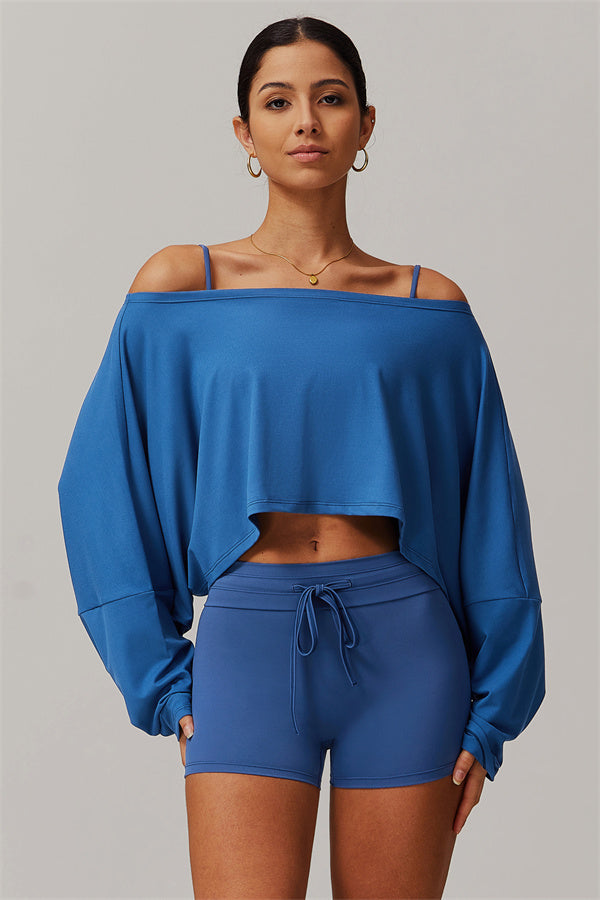 The Resonate Drift Cropped Pullover Shorts 2-Piece Set Cool Blue