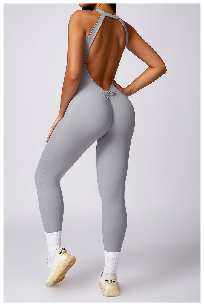 Christine Sculpt Backless Jumpsuit Light grey