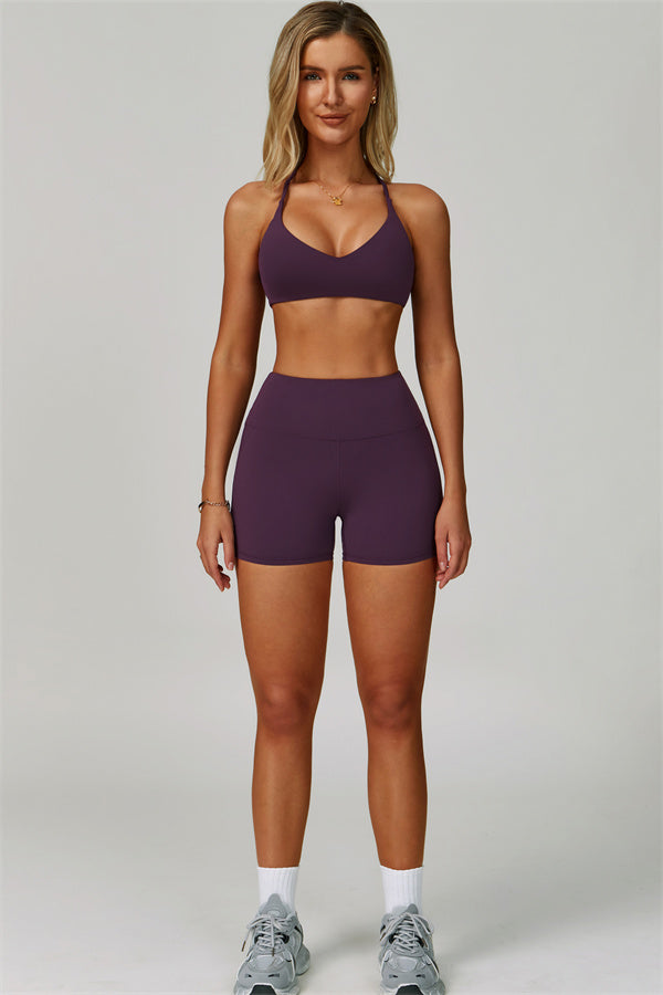 The Bold Cross Back Sports Bra Shorts 2-Piece Set