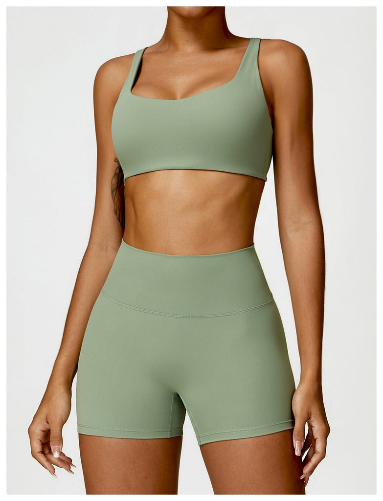 Eclipse Bra Top & Shorts Set Bamboo green