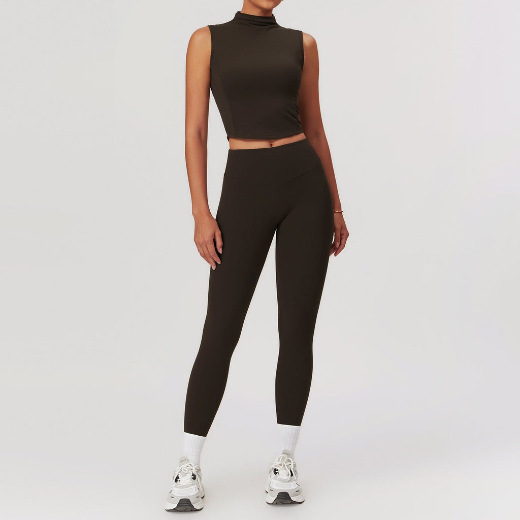 Stephanie Crop Top & Leggings Set Chocolate