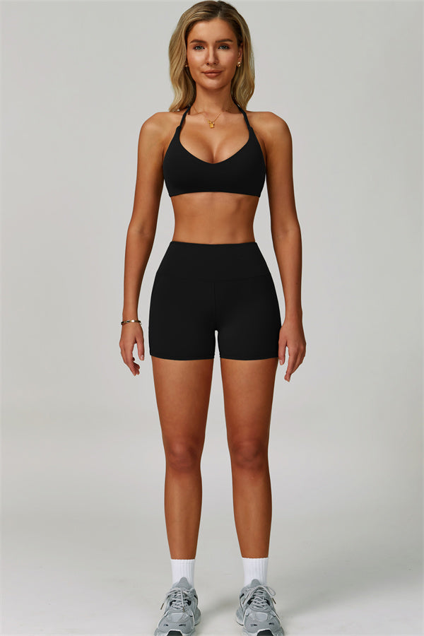 The Bold Cross Back Sports Bra Shorts 2-Piece Set