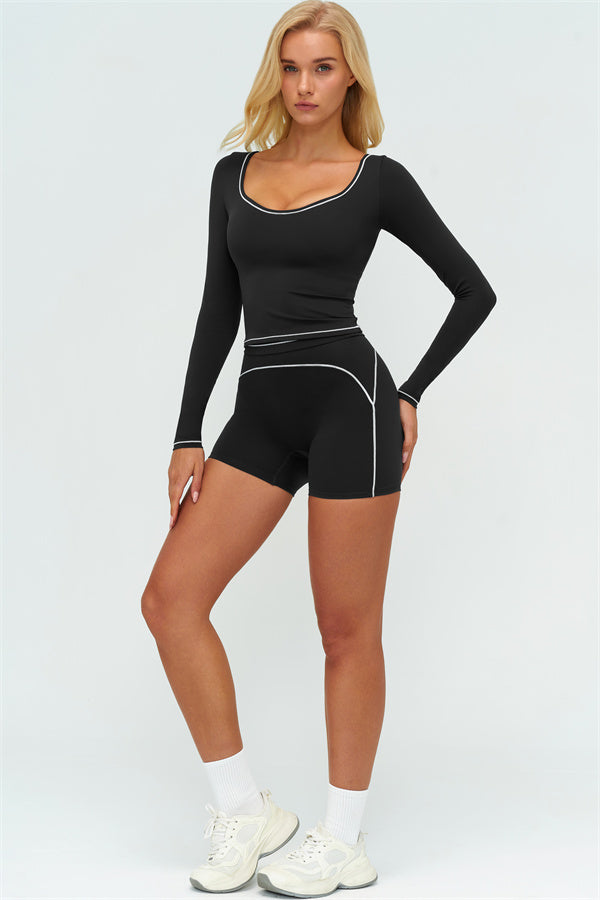The Amara Long Sleeve T-shirt Shorts 2-Piece Set