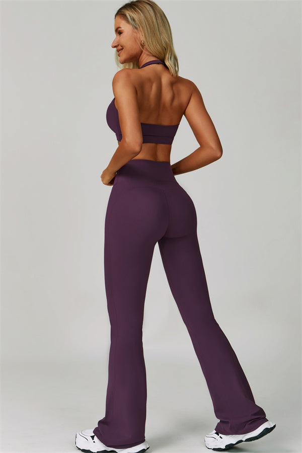 The Bold Halter Sports Bra Flared Leggings 2-Piece Set