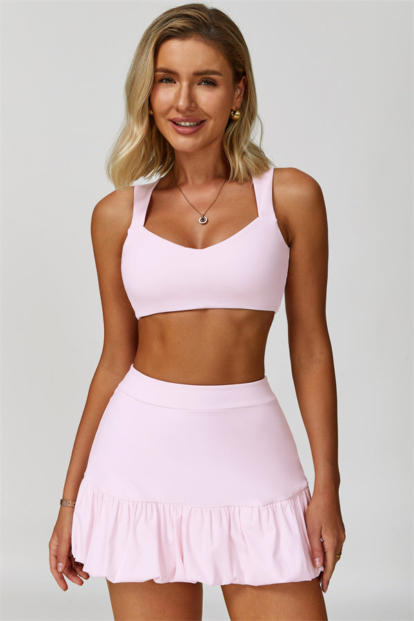 The Luster Sports Bra Tennis Skirt 2-Piece Set Vanilla