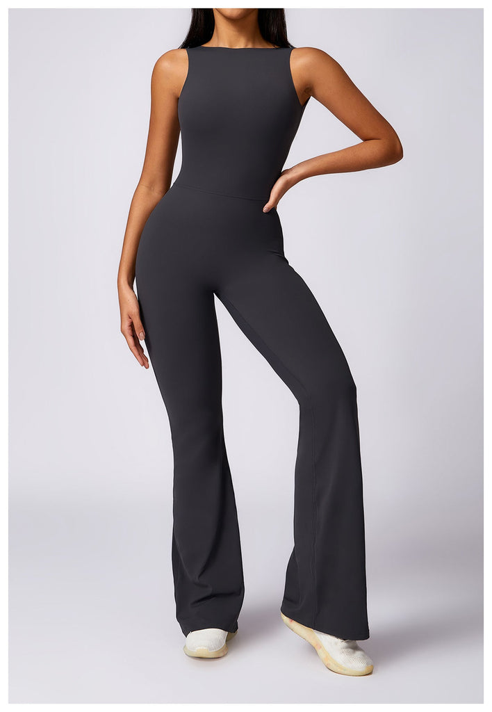 Jewel Scrunch Flared Jumpsuit Graphite