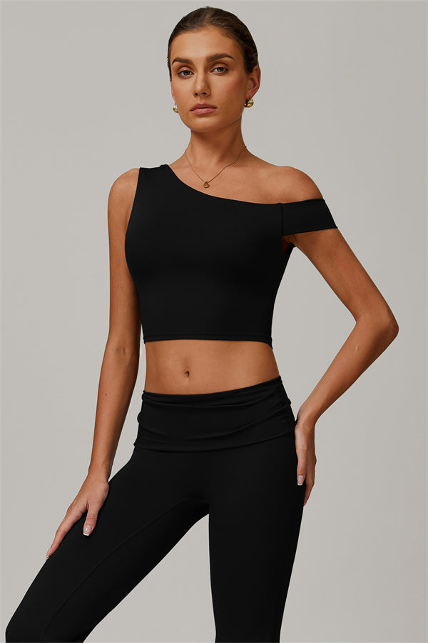 The Pearl Crop Top Flared Leggings 2-Piece Set Black
