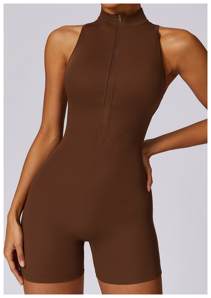 Super Sculpt V Back Romper Brown