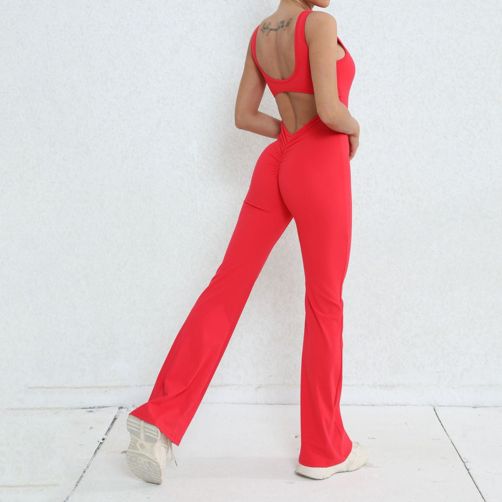Scrunch V Back Flared Jumpsuit