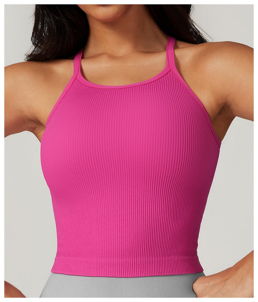 Etta Micro Ribbed Top Hot pink