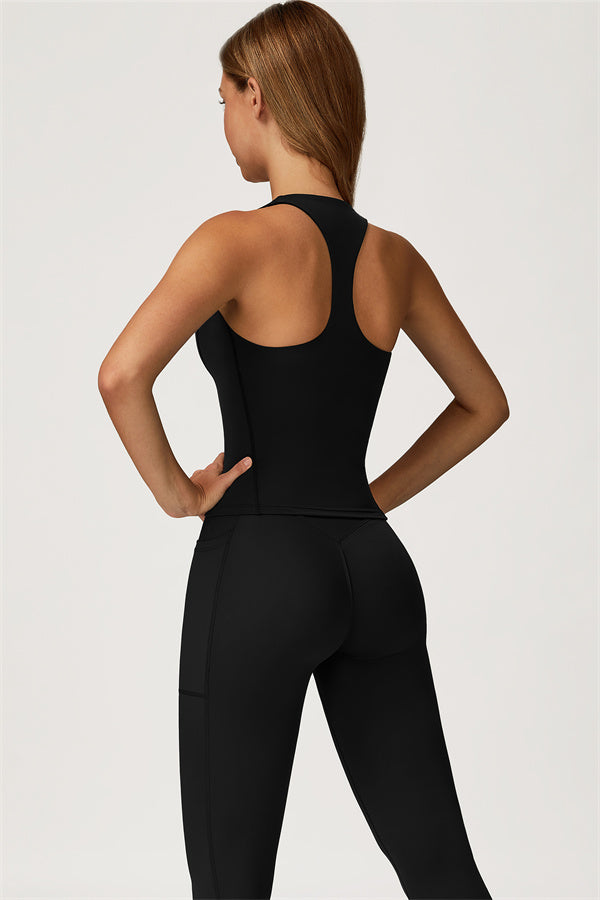 The Glacier Crop Tank Leggings 2-Piece Set Black