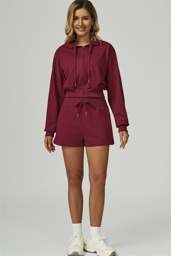The FlexFit Crop Hoodie Shorts 2-Piece Set