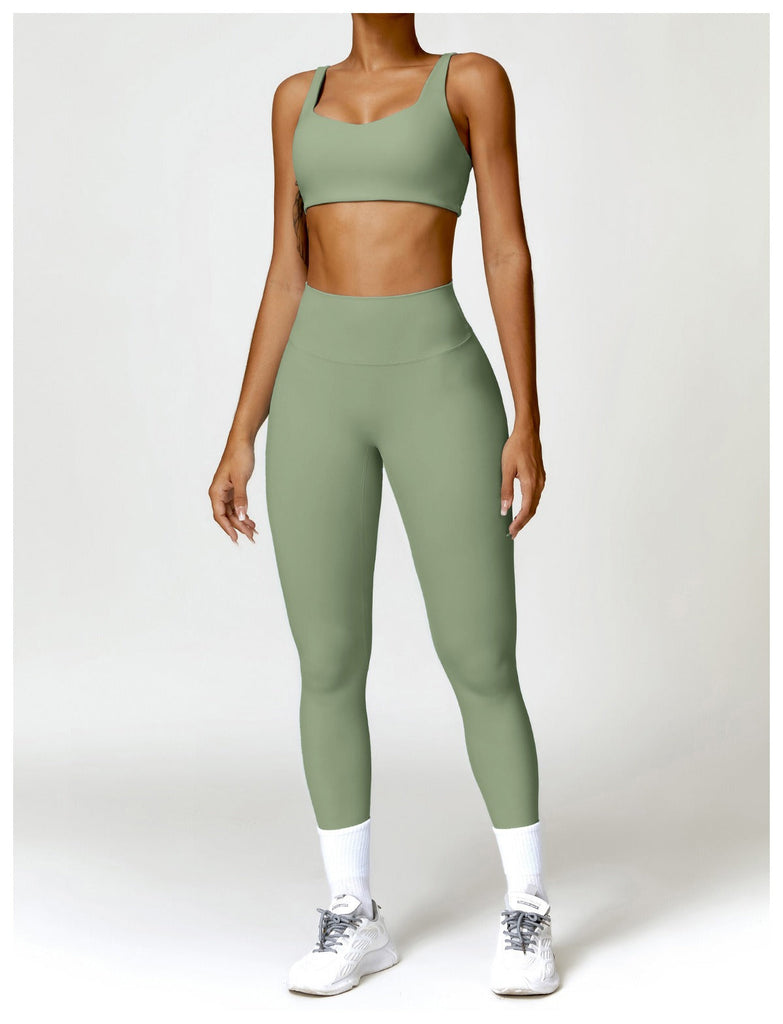 Eclipse Bra Top & Leggings Set Bamboo green