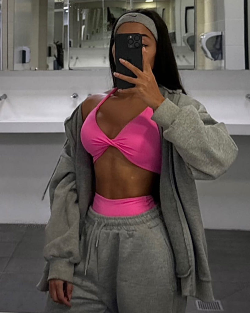 Twist Bra & Shorts Set Hot pink