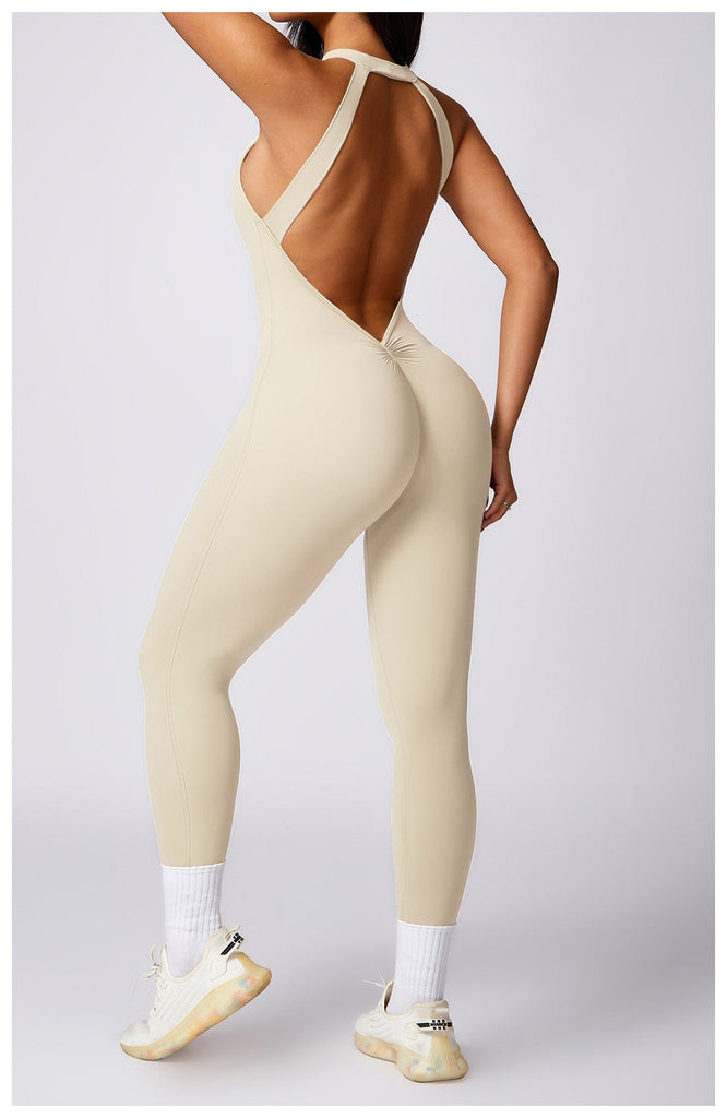 Christine Sculpt Backless Jumpsuit Cream