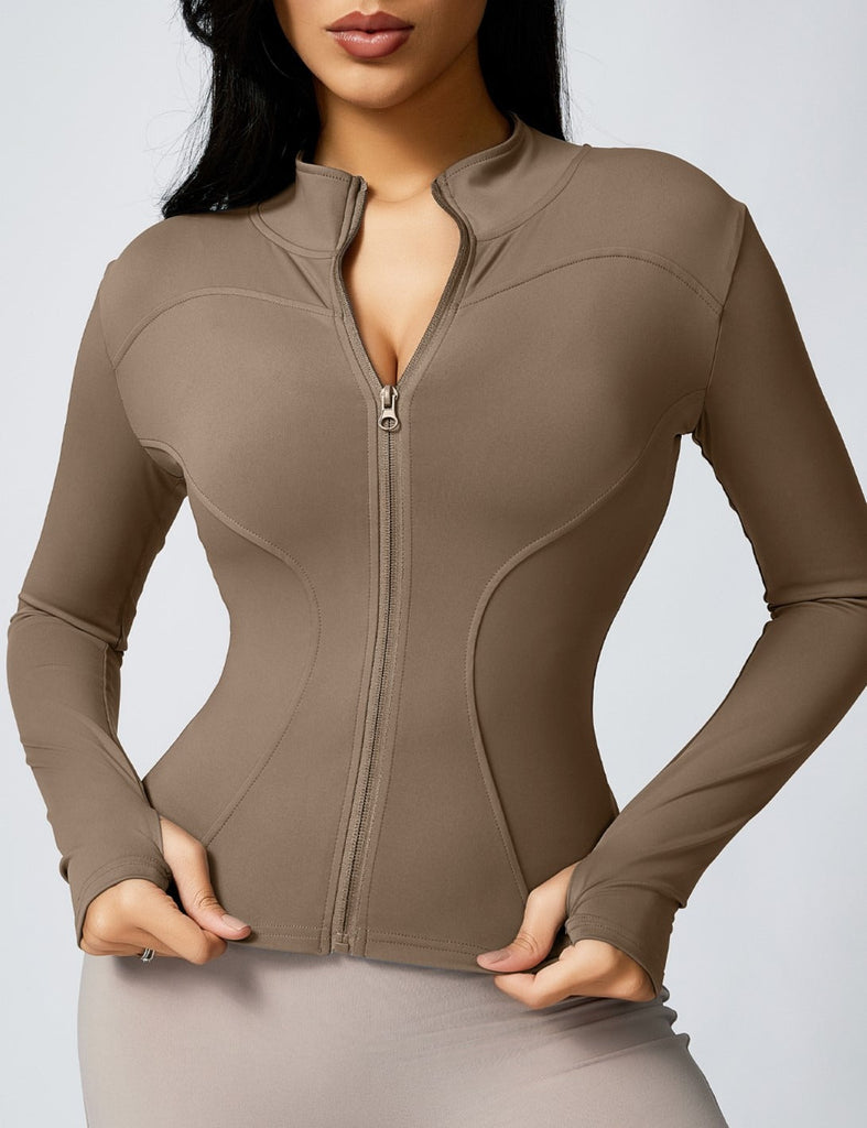 Savannah Zip Longsleeve Top Coffee