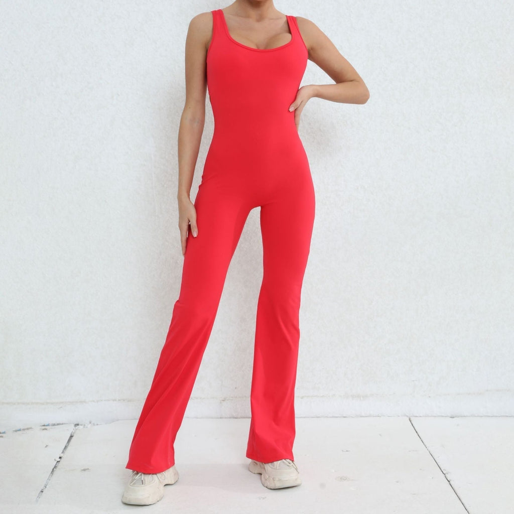 Scrunch V Back Flared Jumpsuit