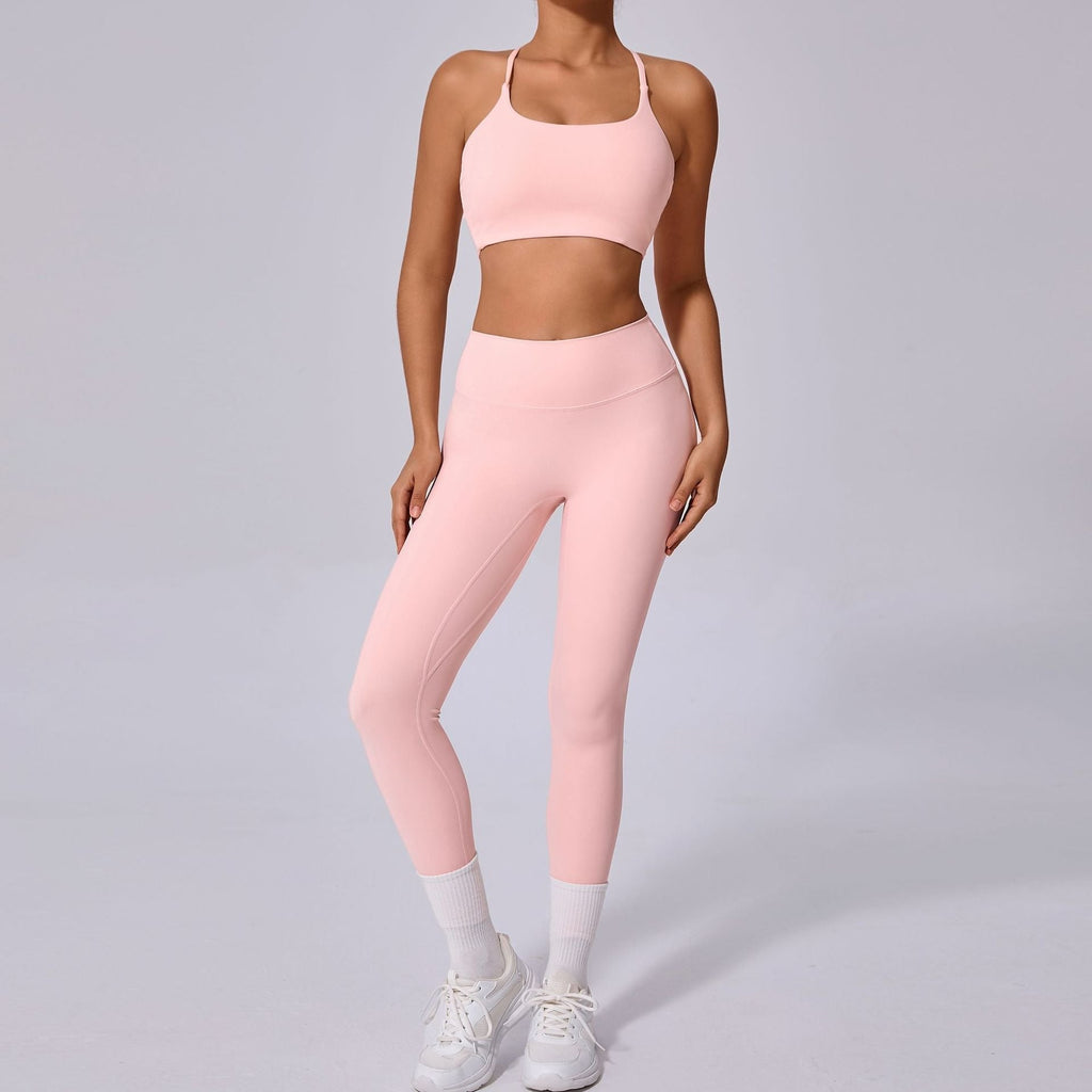 Sylvia Cross Back Top & Leggings Set Blush