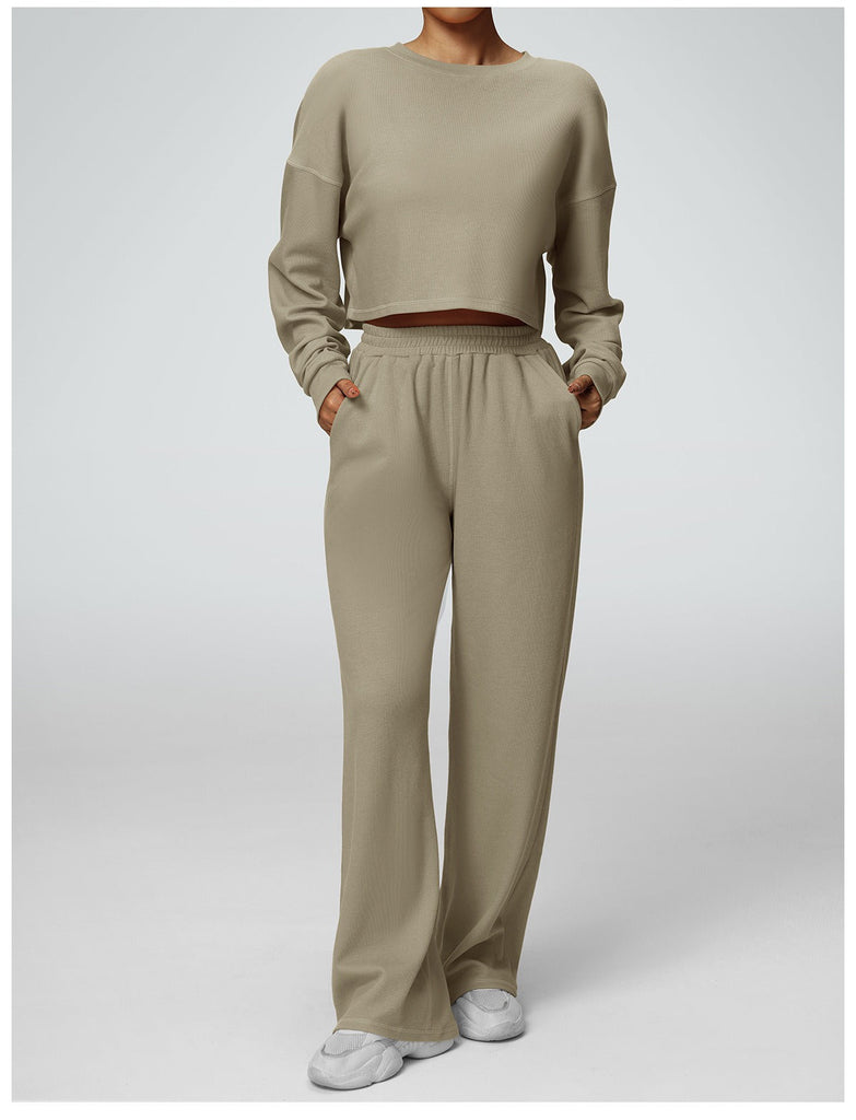 Dana Longsleeve Top & Flared Set Khaki