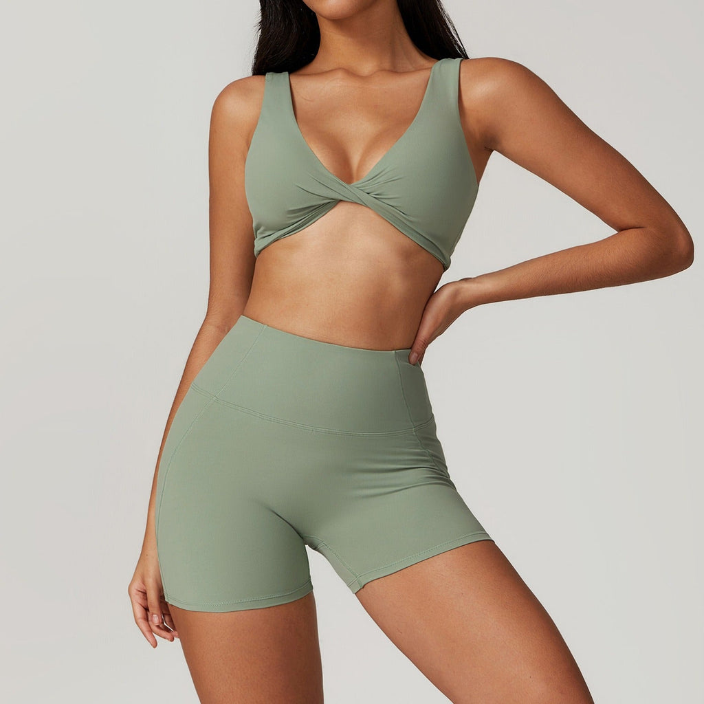 Mira Twist Bra Top & Shorts Set Sage