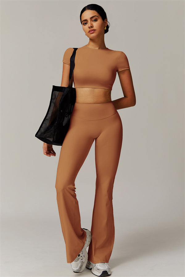 The Delicate Crop Top Flared Leggings 2-Piece Set
