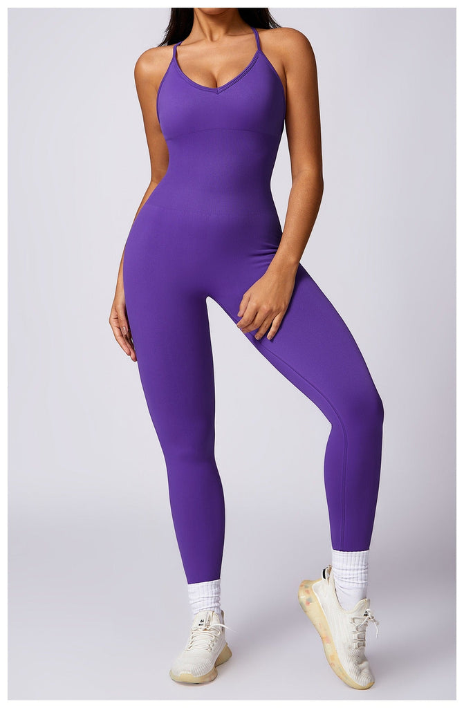 Seamless Scrunch Back Jumpsuit Purple