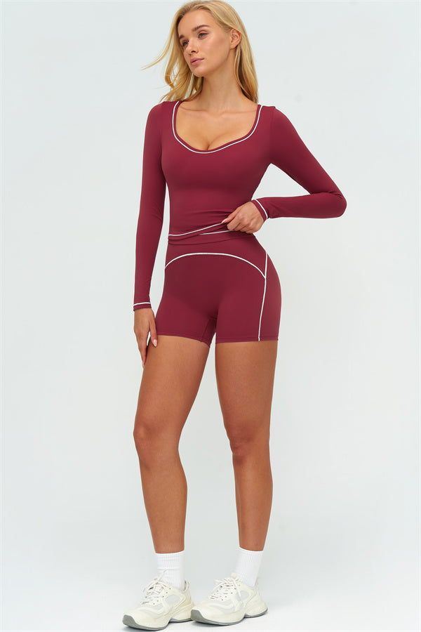 The Amara Long Sleeve T-shirt Shorts 2-Piece Set