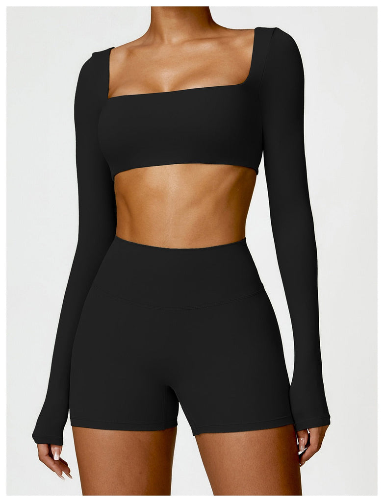 Eclipse Longsleeve Top & Shorts Set Black