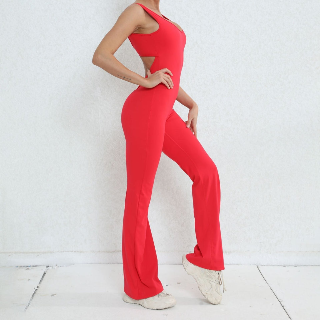 Scrunch V Back Flared Jumpsuit